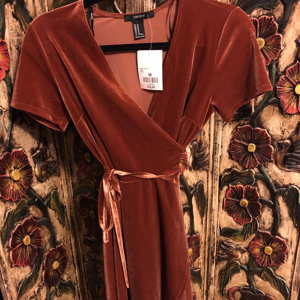 Medium velvet rust wrap dress